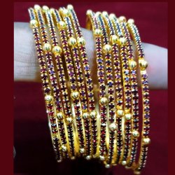 Bangles with gold & Brown color stone – 2 x 4