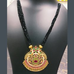 Black Bead Chain with Peacock Locket