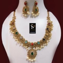 Malti colour stones beautiful necklace