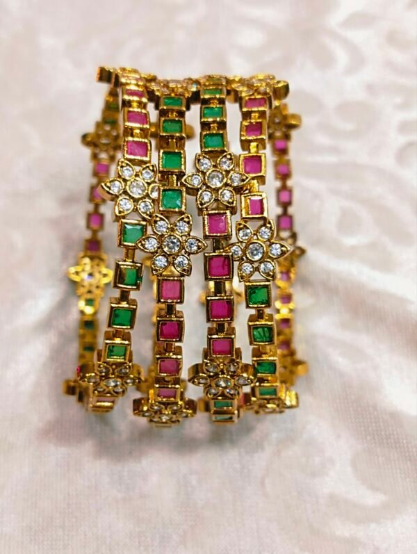 Green& Pink stone's beautiful bangles
