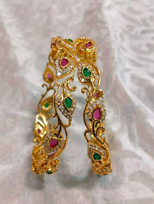 Green&Pink stone's Cz bangles