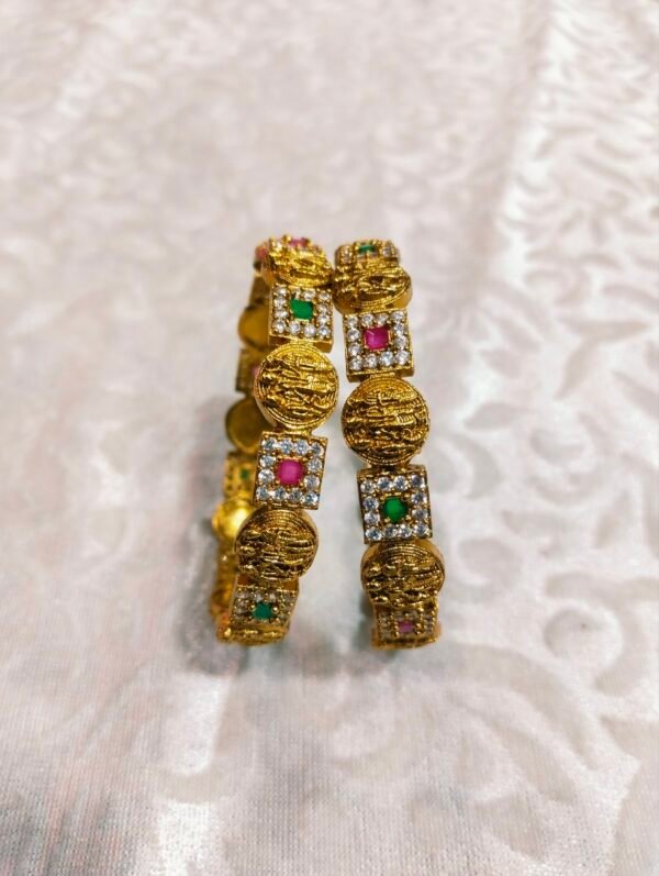 Green &Pink stone's beautiful bangles 2.4&2.6 size