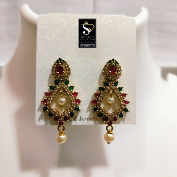 chand bali green& pink stone's Earrings