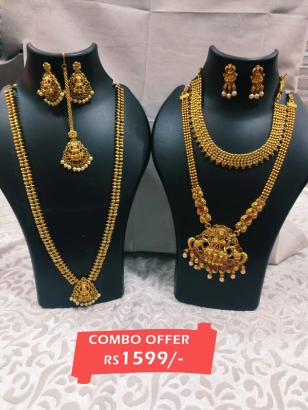 Mat finish 2long haram sets& Necklace