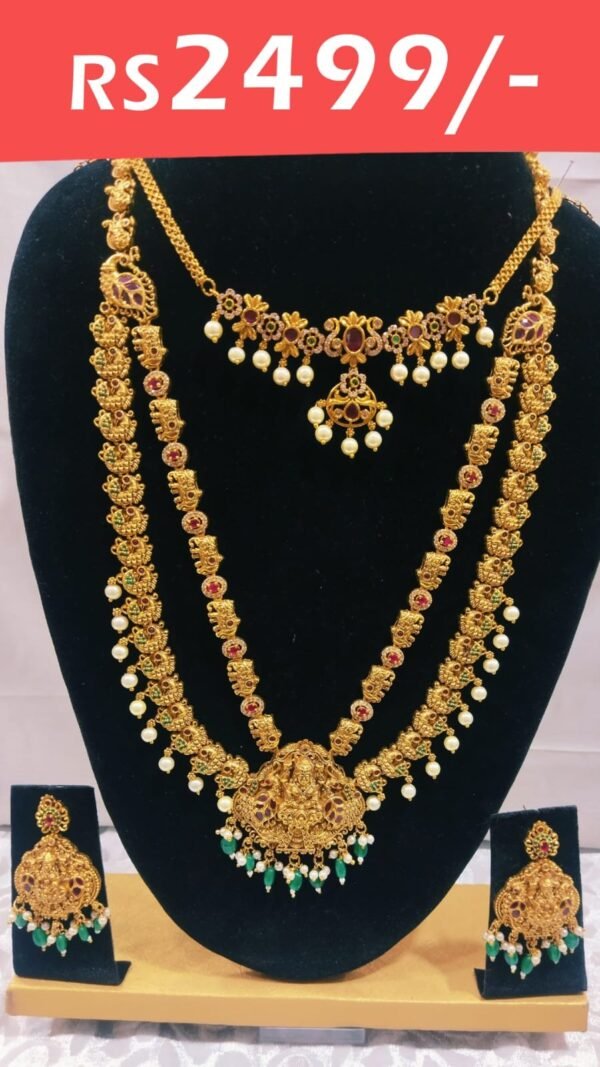 Beautiful Long Lakshmi Devi haram sets& neck choker